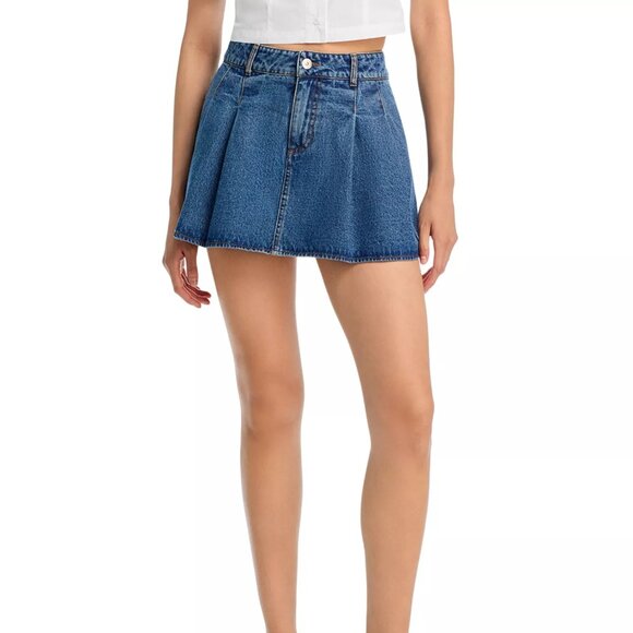 Steve Madden Dresses & Skirts - 69$ STEVE MADDEN Marlowe Pleated Denim Mini Skort High Rise Size 31 Med Blue